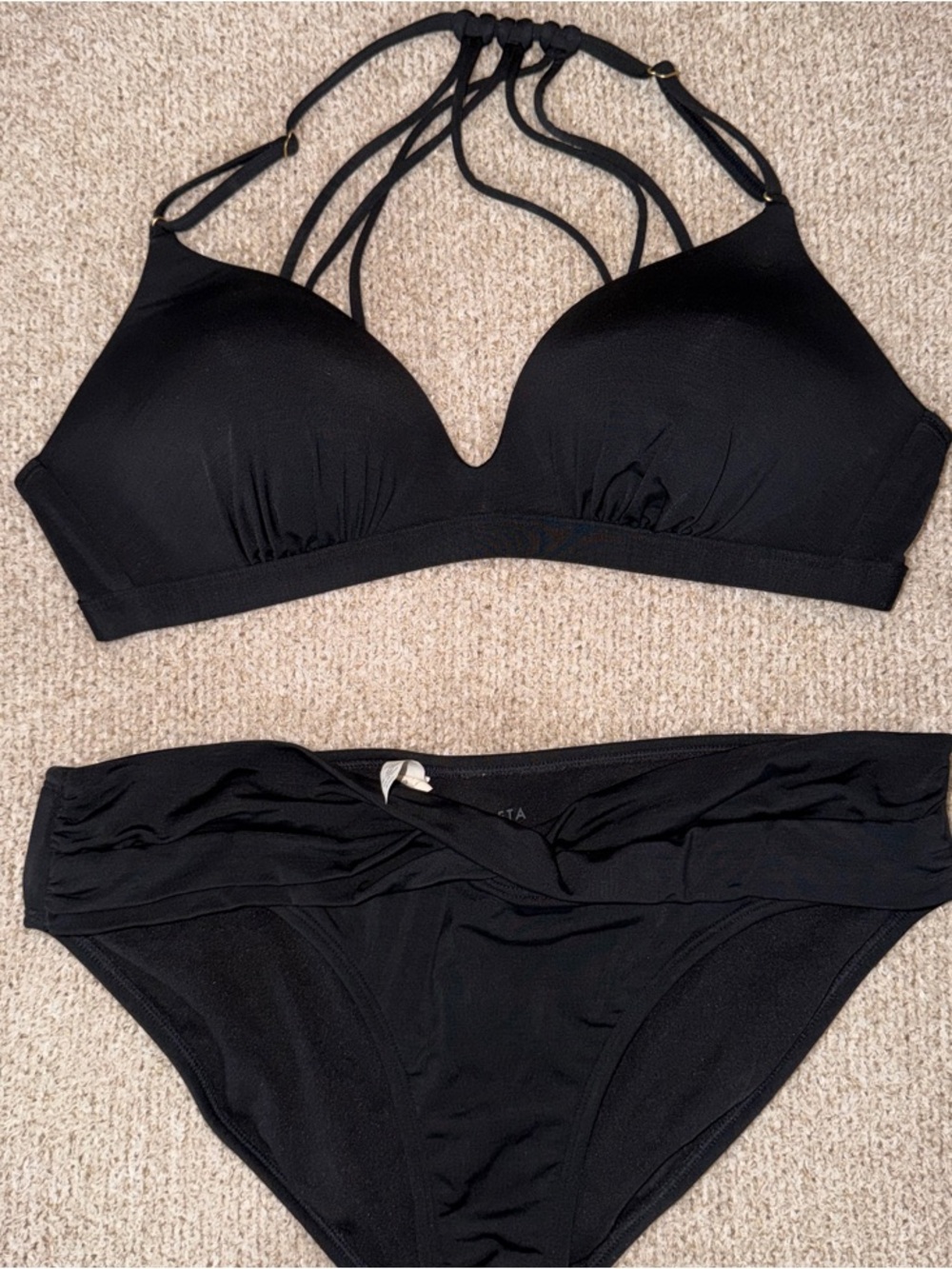 Athleta Black Strappy Back Bikini Set